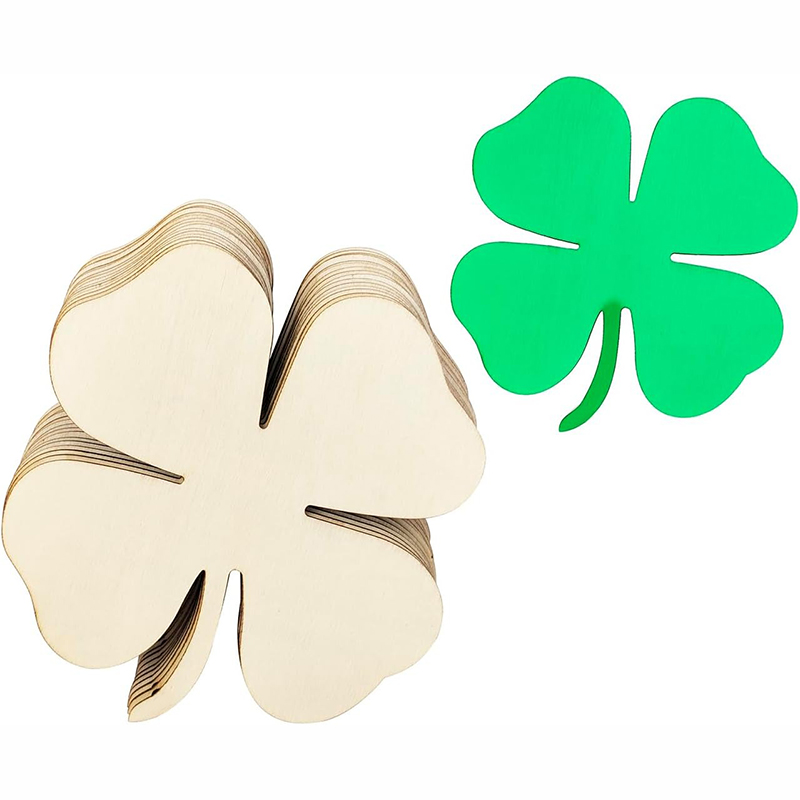 Puzzle Blank White - 10pcs Wooden Four Leaf Clover Ornaments