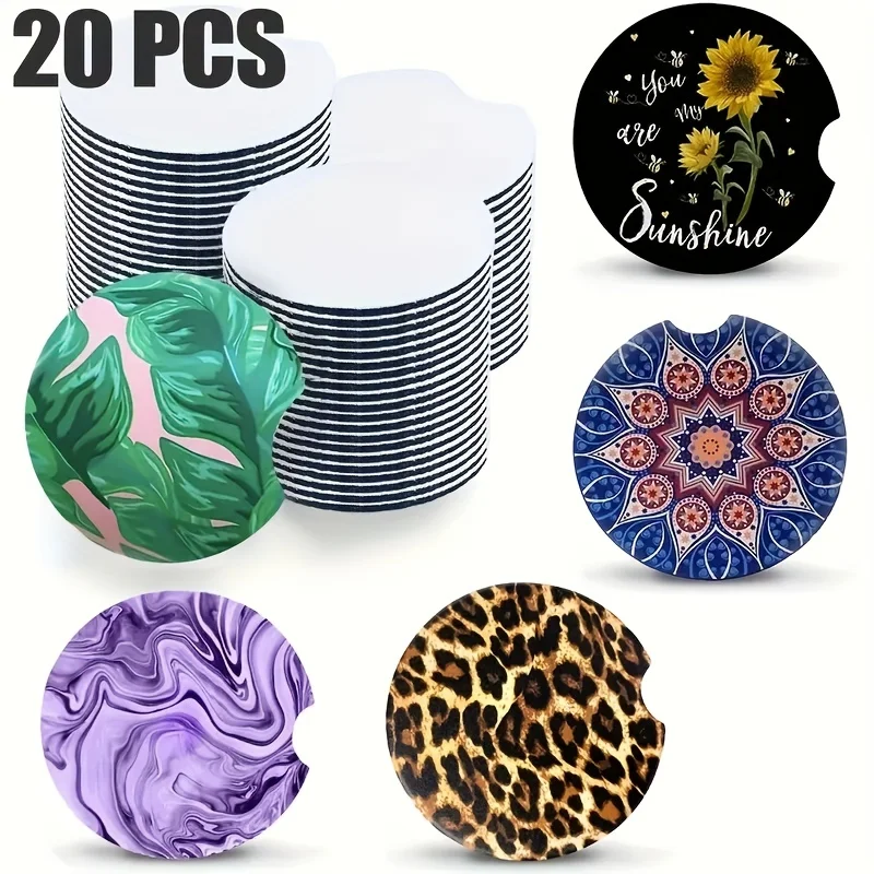 20pcs Sublimated Blank Car Coa - مراجعة Coaster Sublimation Blank وسعره