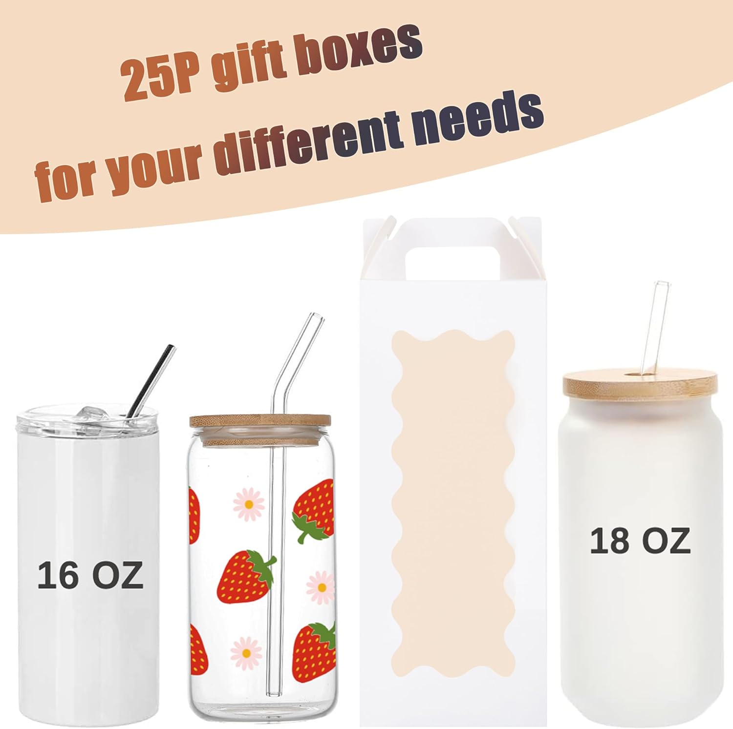 25 Pack Tumbler Gift Boxes wit - مراجعة Tumbler 20Oz White وسعره