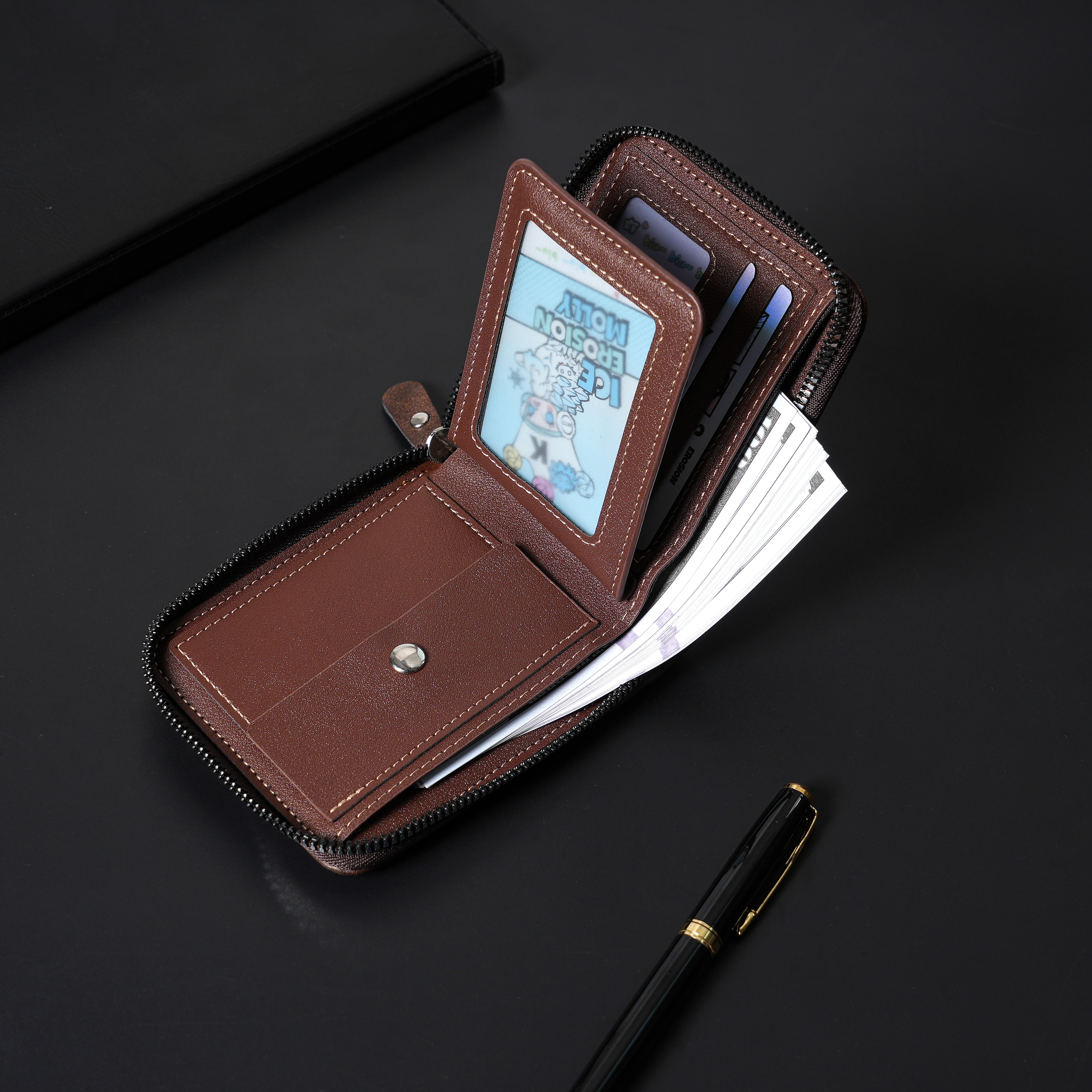 New Men's Zipper Card Holder C - مراجعة Photo Acrylic Block وسعره