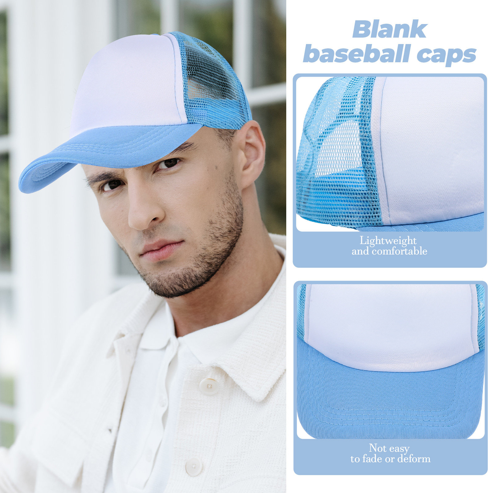 10Pcs Blank Baseball Caps Mesh - مراجعة Hat Sublimation Blank وسعره