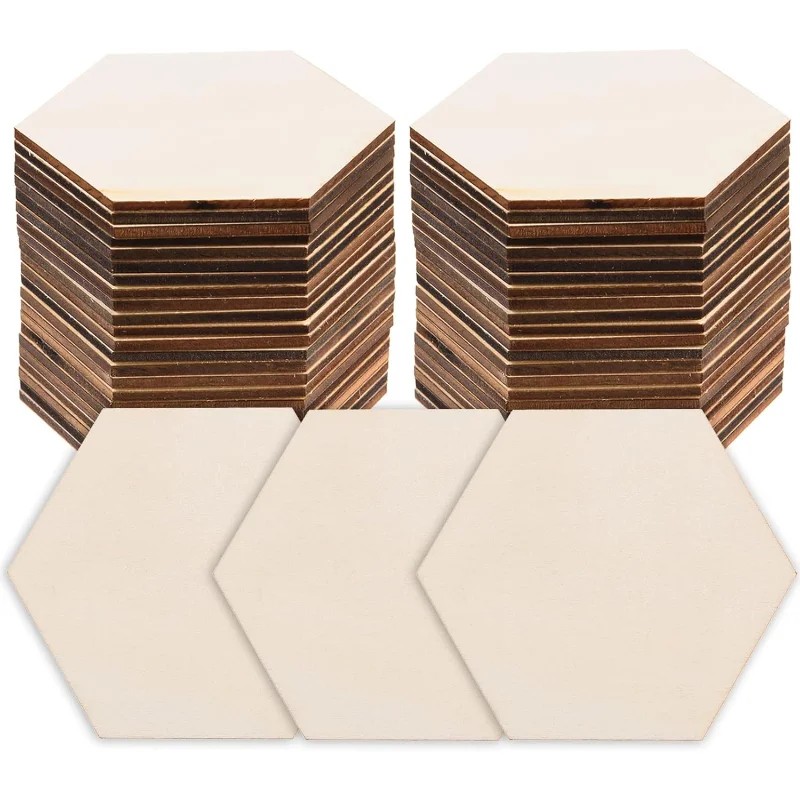 50/100Pcs Hexagon Wood Blank U - مراجعة Puzzle Blank White وسعره