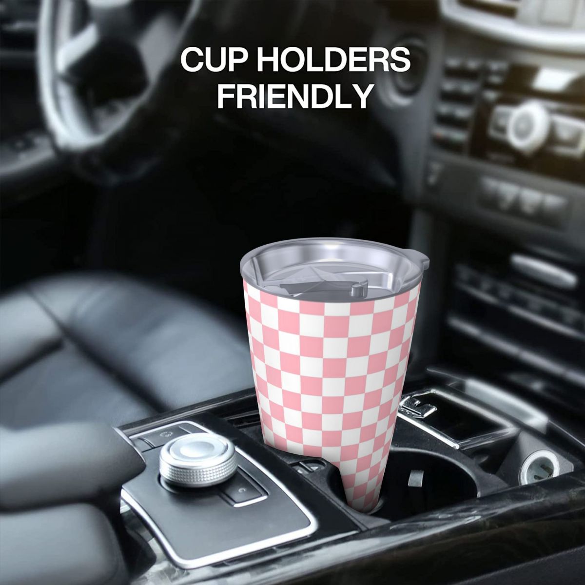 Pink White Checkerboard Patter - مراجعة Tumbler 20Oz White وسعره