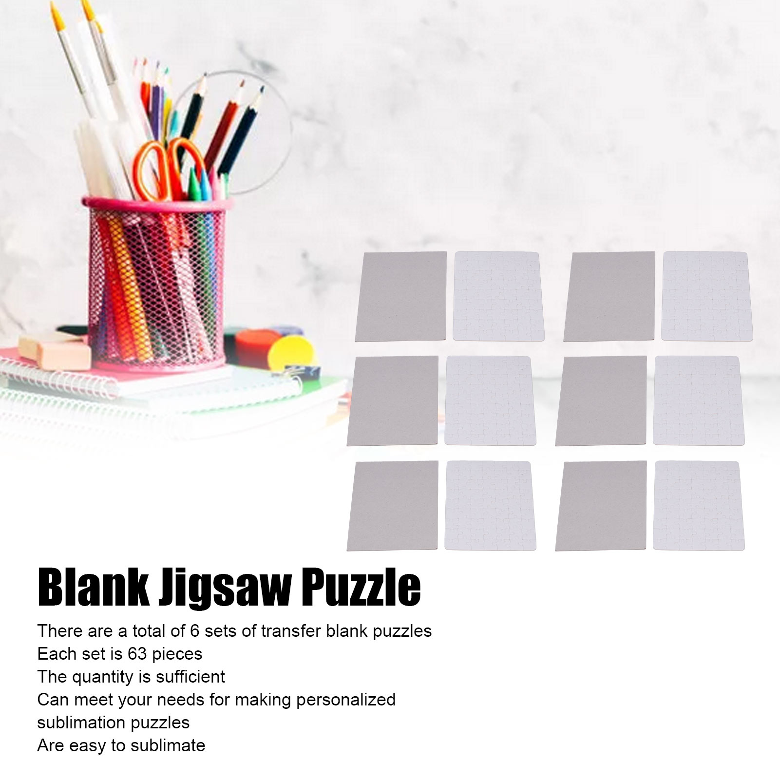 6 Set Blank Puzzles 13x18cm Wh - مراجعة Puzzle Blank White وسعره