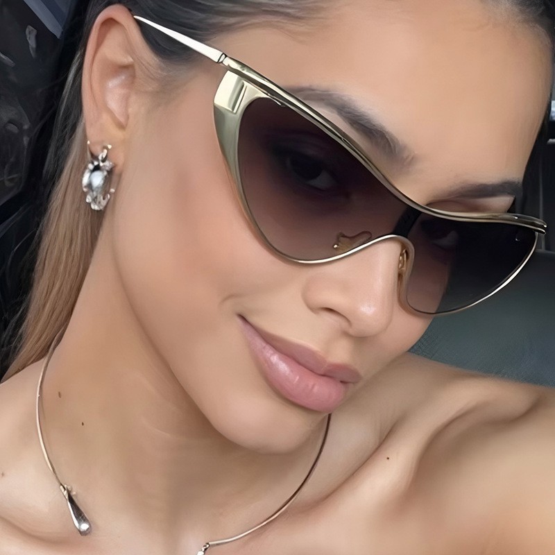 Rimless Y2K Style Sunglasses R - مراجعة Metal Photo Panel وسعره