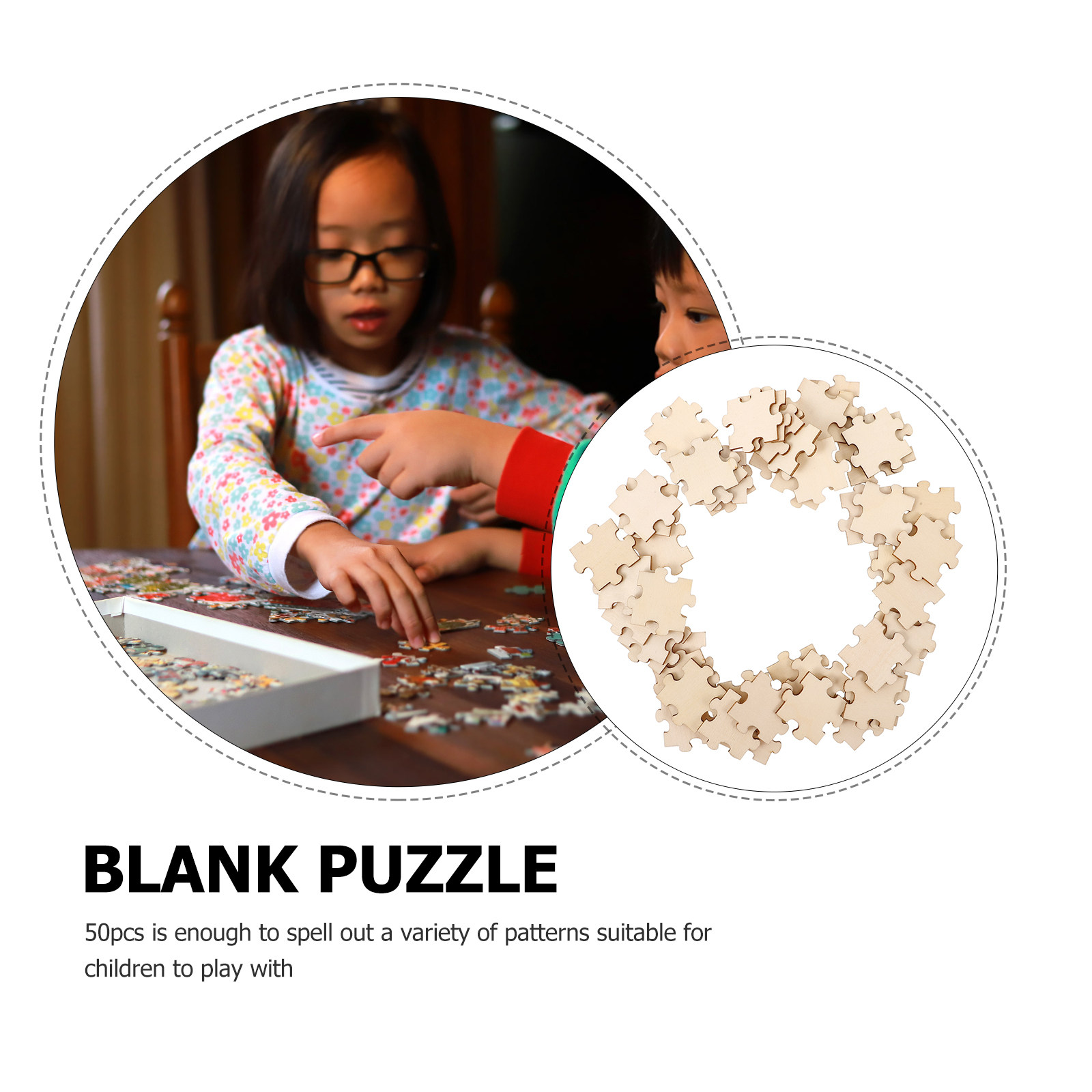 50Pcs Blank Wooden Craft Puzzl - مراجعة Puzzle Blank White وسعره