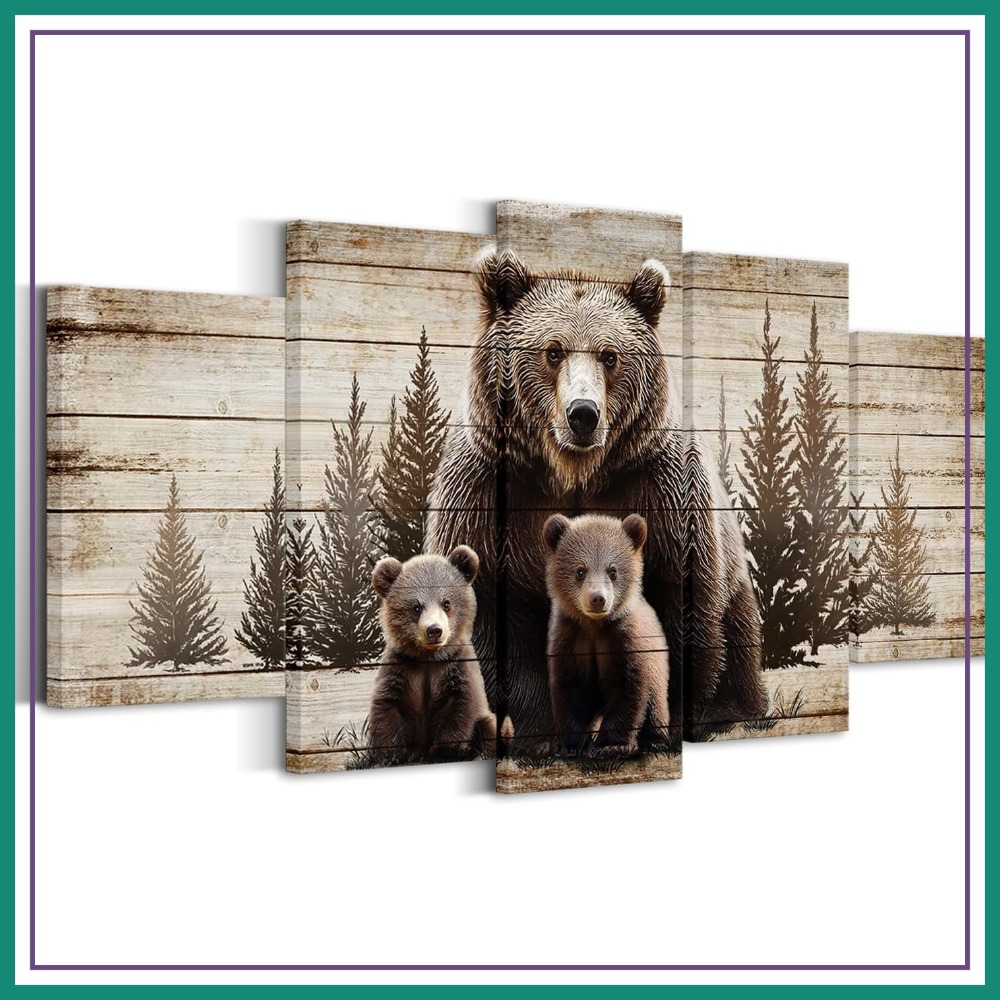 Large 5 Piece Vintage Grizzly  - مراجعة Canvas Wrap Ready وسعره