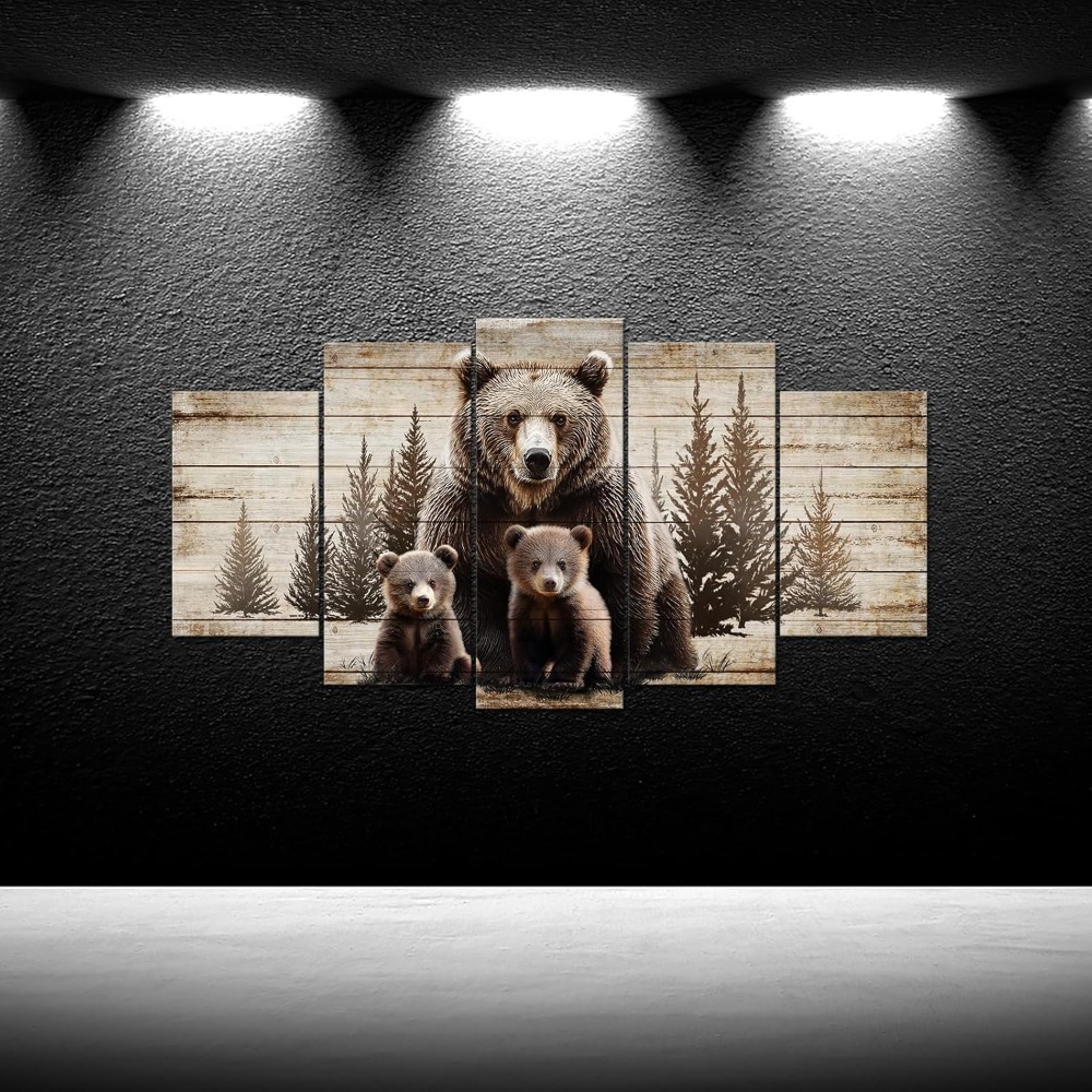 Large 5 Piece Vintage Grizzly  - مراجعة Canvas Wrap Ready وسعره