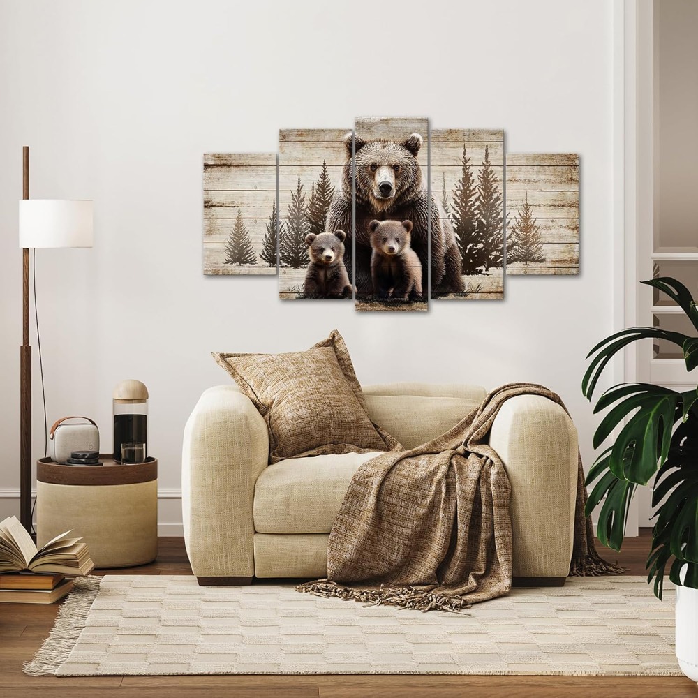 Large 5 Piece Vintage Grizzly  - مراجعة Canvas Wrap Ready وسعره