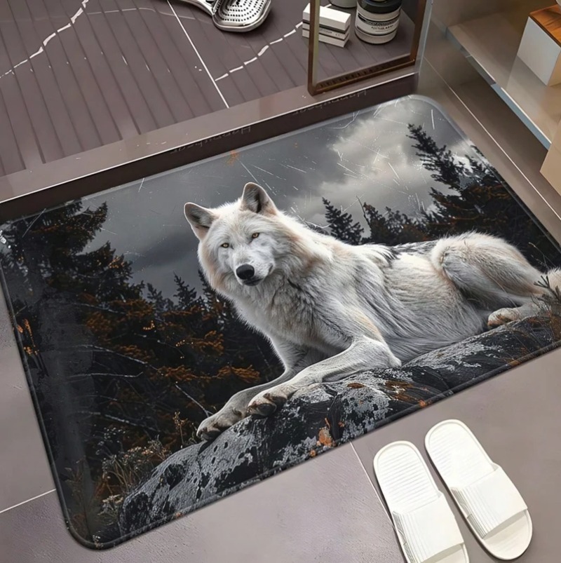 Cool White Wolf Doormat Wildli - مراجعة Puzzle Blank White وسعره