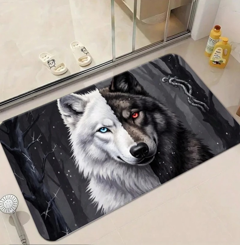 Cool White Wolf Doormat Wildli - مراجعة Puzzle Blank White وسعره