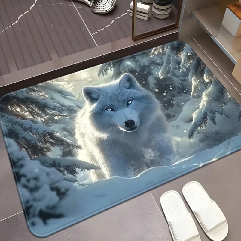 Cool White Wolf Doormat Wildli - مراجعة Puzzle Blank White وسعره