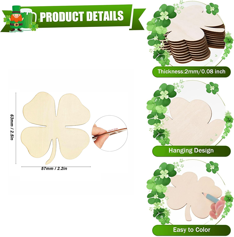 10pcs Wooden Four Leaf Clover  - مراجعة Puzzle Blank White وسعره
