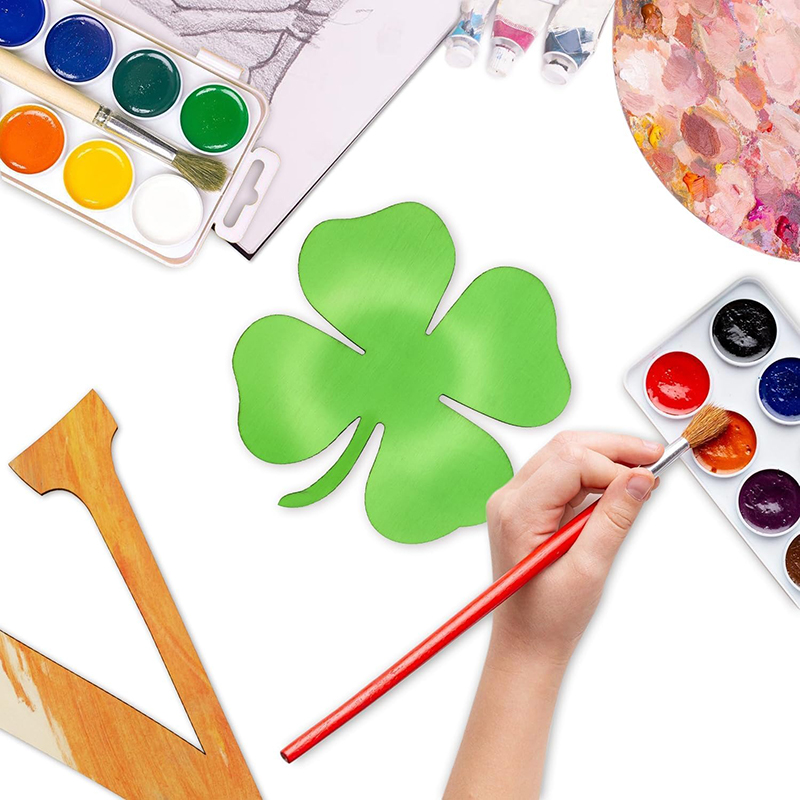 10pcs Wooden Four Leaf Clover  - مراجعة Puzzle Blank White وسعره