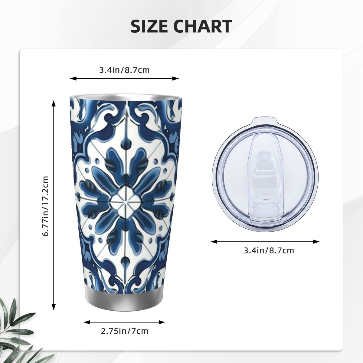 Blue And White Majolica Patter - مراجعة Tumbler 20Oz White وسعره