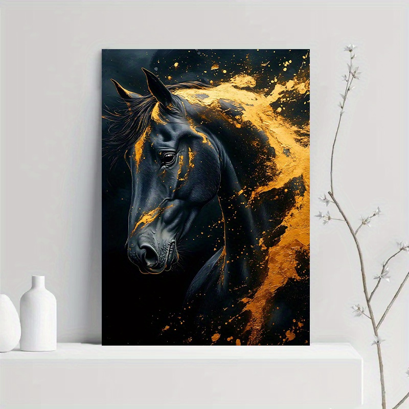 1pc Elegant Black Horse Canvas - مراجعة Canvas Wrap Ready وسعره