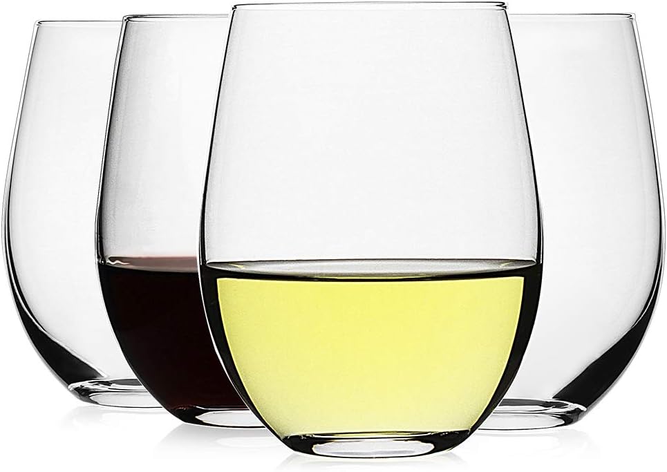 Stemless Wine Glasses Set of 4 - مراجعة Tumbler 20Oz White وسعره