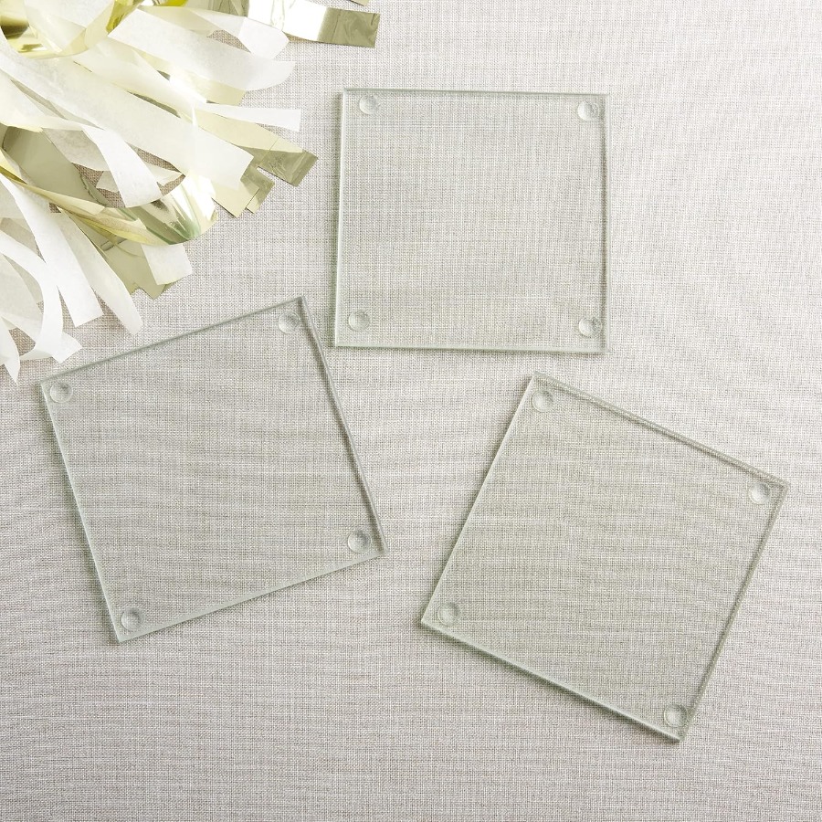 Clear Glass Drink Coasters Set - مراجعة Coaster Sublimation Blank وسعره